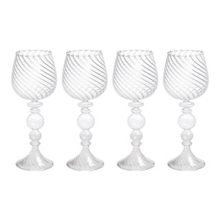 Rialto Twisted Optic White Wine Glasses, Set of 4 For Sale