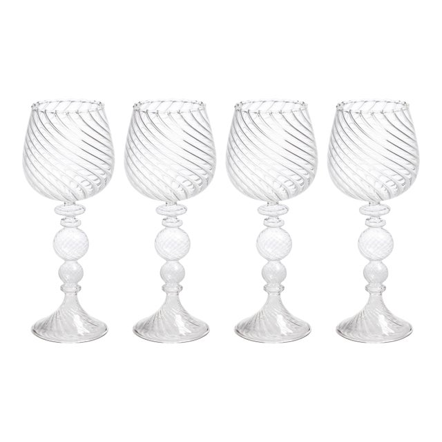 Rialto Twisted Optic White Wine Glasses, Set of 4 For Sale