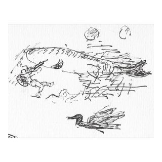 Hayward Cirker Miniature Shark & Diver Drawing For Sale