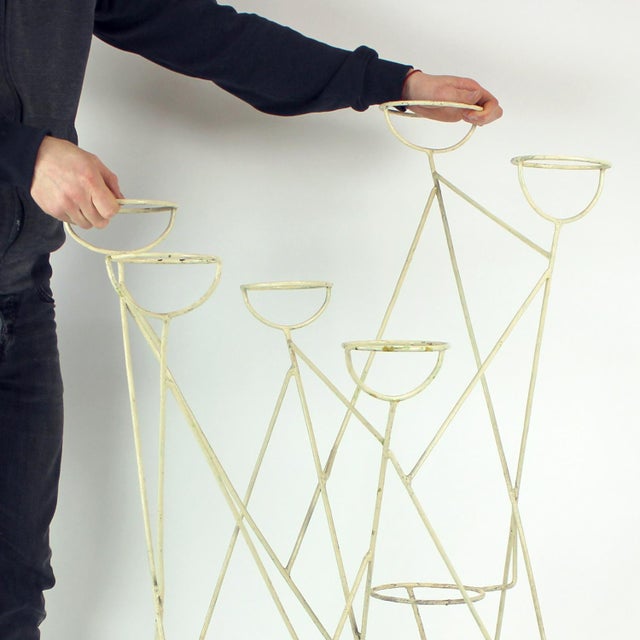 Large Mid-Century Modern Steel Plant Holder Stand, Czechoslovakia, 1960s For Sale - Image 6 of 12