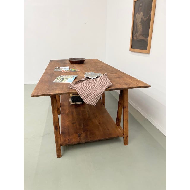 Vintage Pine Worktable, 1950s For Sale - Image 9 of 18