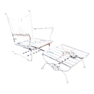 1960s Woodard Andalusian Spring Chair and Ottoman For Sale