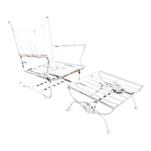 1960s Woodard Andalusian Spring Chair and Ottoman