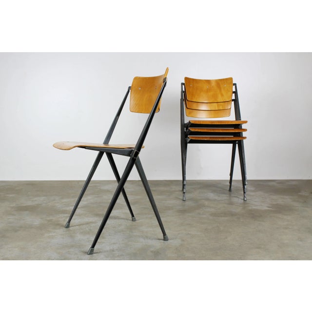 Wood Vintage Pyramid Chairs by Wim Rietveld for Ahrend de Cirkel, Set of 4 For Sale - Image 7 of 15