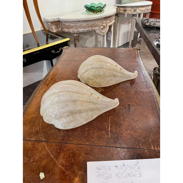 Modern Murano Glass Shell Form Sconces - a Pair For Sale - Image 4 of 9