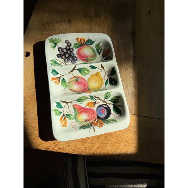 1950s Italian Hand Painted Fruit Serving Platter Ceramic For Sale - Image 4 of 11
