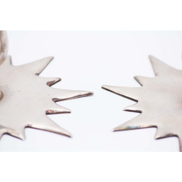 Star-Shaped Silver Candlesticks, Set of 2, in Very Good conditions. Designed 1980 to 1989 This piece has an attribution...