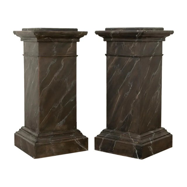 Reproduction Faux Marble Pedestals - a Pair For Sale - Image 9 of 9