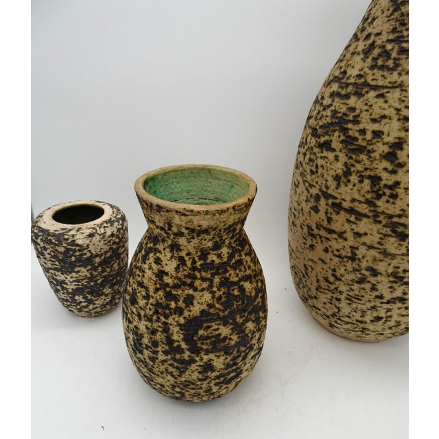 Beige Dutch Ceramic Birch Bark Series Vase from Pieter Groeneveldt, 1960s, Set of 3 For Sale - Image 8 of 12
