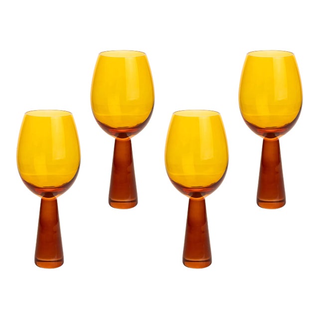 Rose Amber Wine Glasses - Set of 4 For Sale