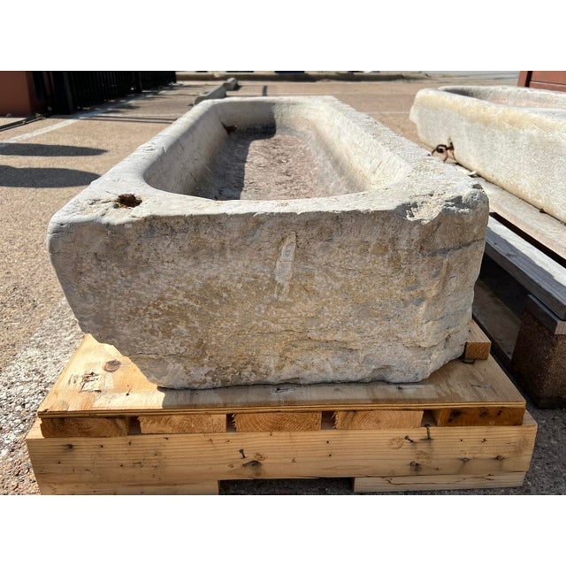 19th Century French Limestone Trough Basin With Iron Horse Tie Rings, Burgundy For Sale - Image 9 of 12