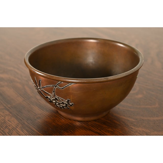 Metal Heintz Arts & Crafts Sterling Silver on Bronze Footed Bowl For Sale - Image 7 of 15