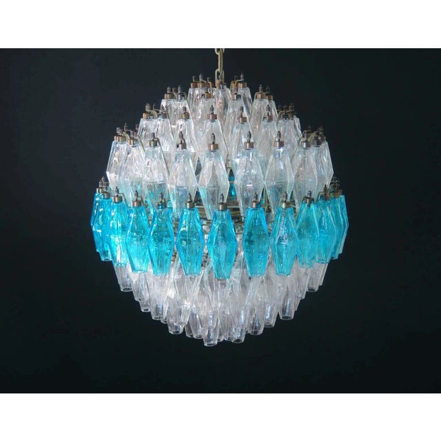 Blue & Transparent Murano Glass Spherical Chandelier, 1981 For Sale - Image 6 of 13