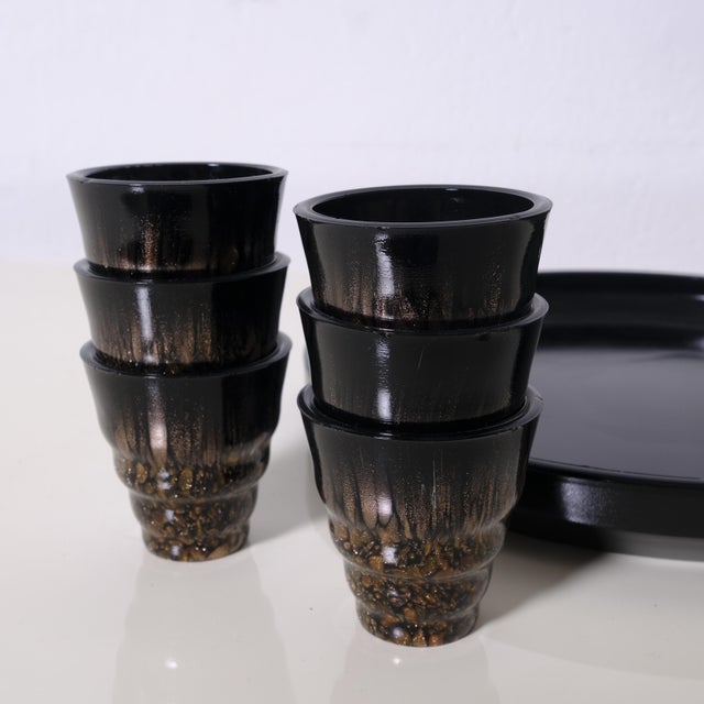 Art Nouveau Liquor Glasses and Bottle in Murano Glass, 1890s, Set of 7 For Sale - Image 10 of 18