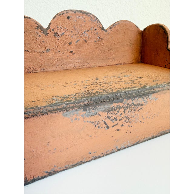 Primitive Wood Box With Scalloped Back For Sale - Image 10 of 14