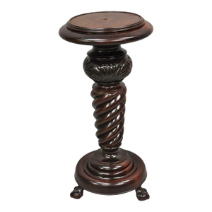 Antique Victorian Carved Mahogany Barley Twist Paw Foot Pedestal Plant Stand