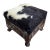 Oriental Carved Footstool With Cow Leather. For Sale