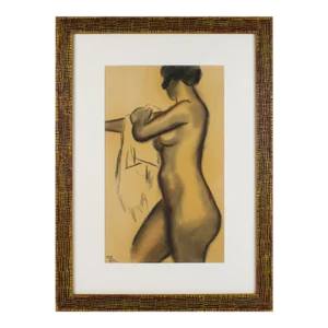Female Nude Study Charcoal and Red Chalk Drawing by Georges Lucien Guyot