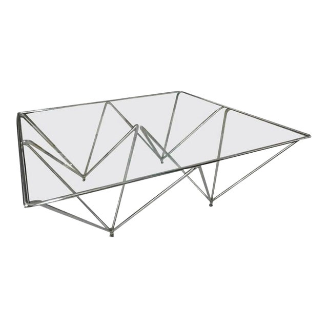 1980s Cocktail Table Paulo Piva for B & B Italia, Alanda Coffee Table in Steel and Glass For Sale