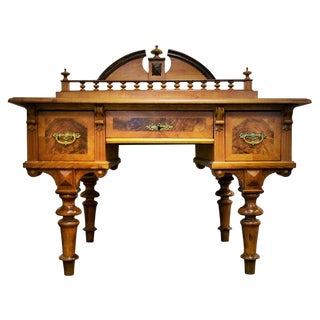 Historic Office Table in Walnut, Former Czechoslovakia, 1830s For Sale