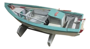 19th Century Maritime Large Painted Model Fishing Boat on Stand