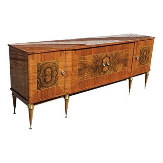 Mid-Century Modern French Sideboard in Burlwood, 1960s For Sale