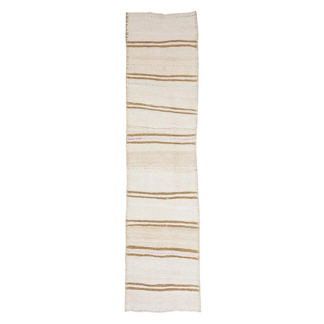 Vintage White & Brown Kilim Rug For Sale In Los Angeles - Image 6 of 6