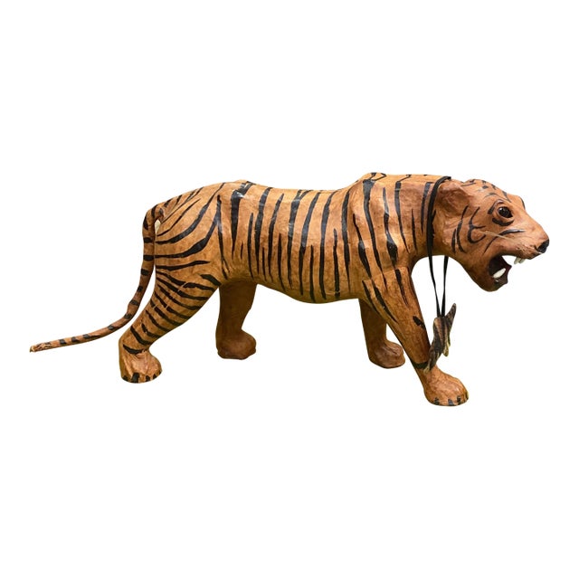 1970s Small Tiger Sculpture With Bow For Sale