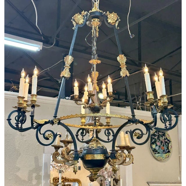 Empire Gilt Bronze Chandelier For Sale - Image 9 of 9