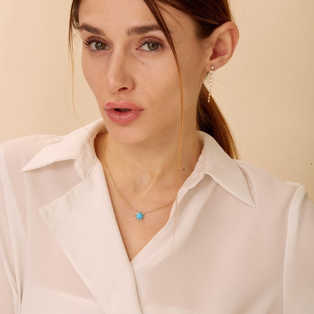 Contemporary Syna Yellow Gold Mini Pave Bead Necklace in Diamonds For Sale - Image 3 of 4