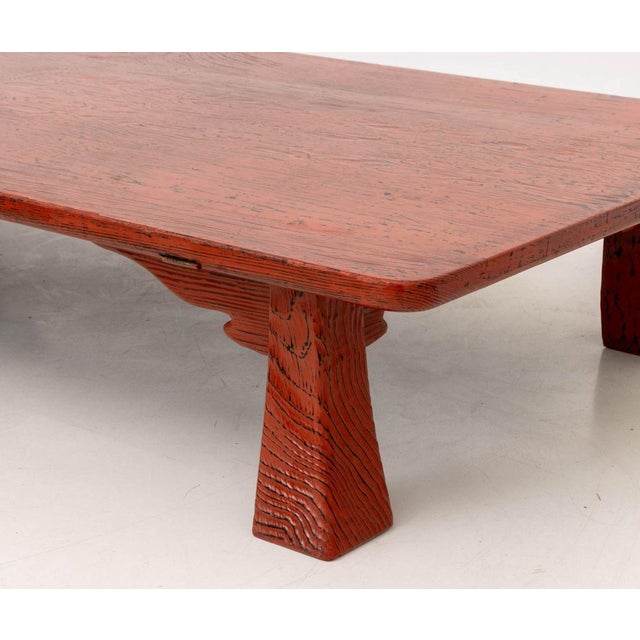 Wood Japanese Red and Black Lacquered Low Table For Sale - Image 7 of 9