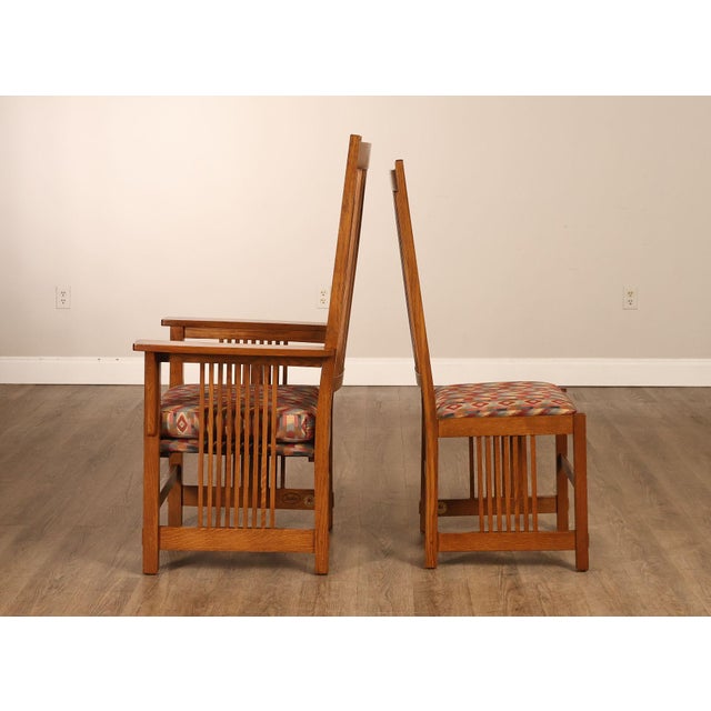 Mission Stickley Mission Collection Set Of Six Oak High Back Spindle Dining Chairs For Sale - Image 3 of 18