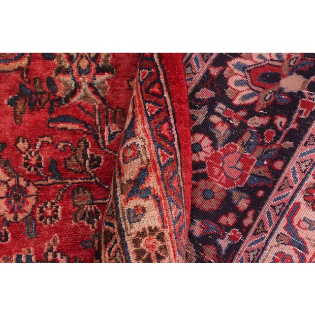 Textile Persian Vintage Kashan Red/Brown Wool Rug - 9'0'' X 11'10'' For Sale - Image 7 of 10