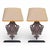 Late 20th Century Cast Iron Shield Table Lamps With Linen Shades - A Pair For Sale - Image 9 of 9
