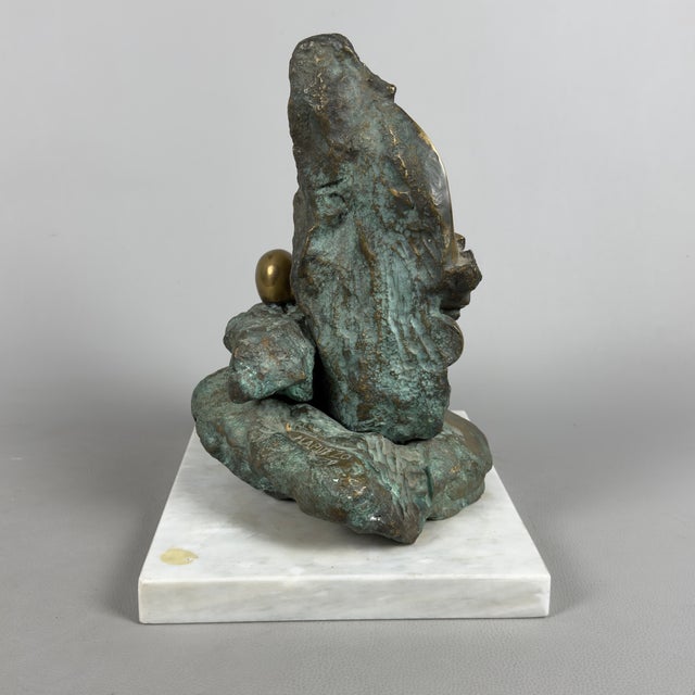Mario Apuzzo, Abstract Face, Bronze on Marble Base, 1979 For Sale - Image 3 of 16