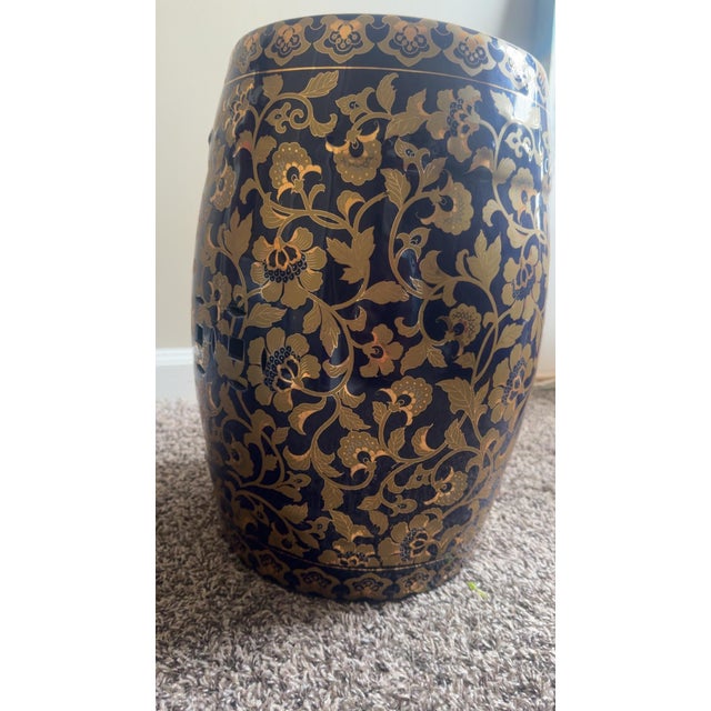 Elegant Blue & Gold Chinese Style Porcelain Garden Stool-18” For Sale In Atlanta - Image 6 of 6