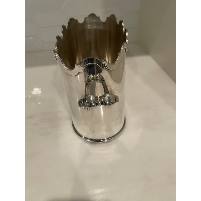 Art Deco Vintage Silverplate Wine Caddy With Heraldic Shield Embossed on the Front and Back For Sale - Image 3 of 7