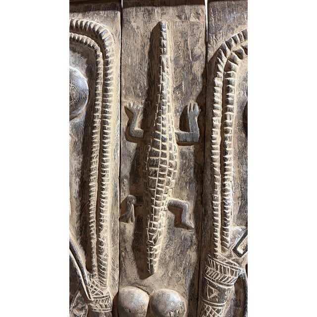 Brown Vintage Dogon Granary Door With Chiwaras /Crocodiles Mali African 49.5" H For Sale - Image 8 of 11