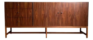 Vintage Exotic Wood Sideboard Cabinet by Milo Baughman for Directional