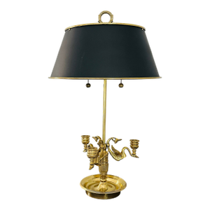 French Empire Louis XVI Style Bouillotte Lamp Brass With Black Tole Shade