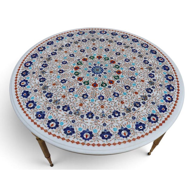 Marble Table with Brass Frame For Sale - Image 4 of 18