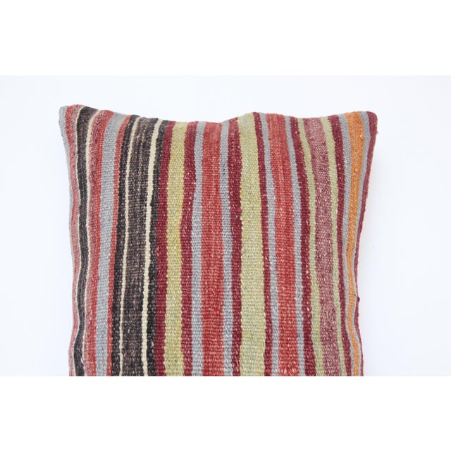 Late 20th Century Stripe Design Kilim Pillow For Sale - Image 5 of 12