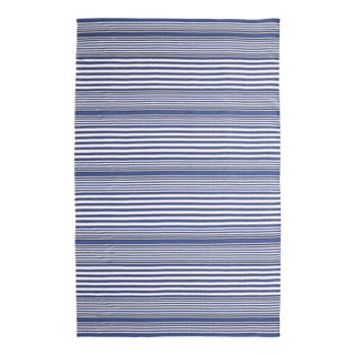 Dash & Albert by Annie Selke Rugby Stripe Denim Indoor/Outdoor Rug, 7' 6" x 9' 6" For Sale