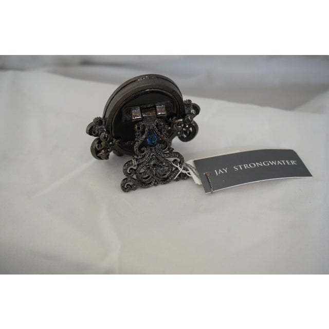 Metal Small Sapphire & Gunmetal Jay Strongwater Frame For Sale - Image 7 of 12