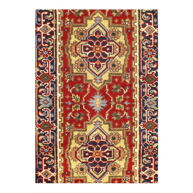 Indo Serapi design rug. Handmade Hand-knotted in fine lambswool. Lamb's Wool on a Cotton Foundation Vegetable Dyed Hand-...