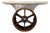 Custom Industrial Console / Bar — Antique Chicago Pulley Wheel, Dreeben Studios Concrete & Steel For Sale