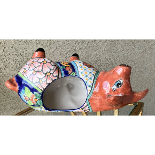 Persimmon Whimsical Late 20th-Century Talavera Piglet Cachepot / Planter, Mexico For Sale - Image 8 of 12