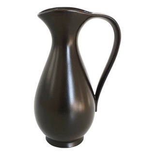 Vintage French Pitcher in Black Ceramic by P.l. Brigitte, 1950s For Sale