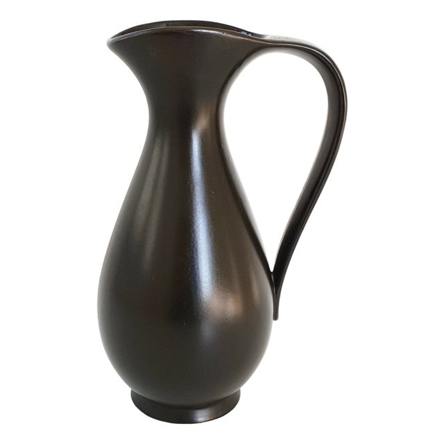 Vintage French Pitcher in Black Ceramic by P.l. Brigitte, 1950s For Sale
