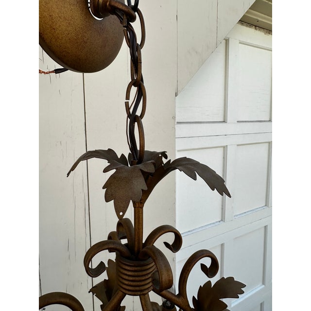 Four Arm Vintage Hollywood Regency Petite Floral Chandelier For Sale - Image 4 of 6